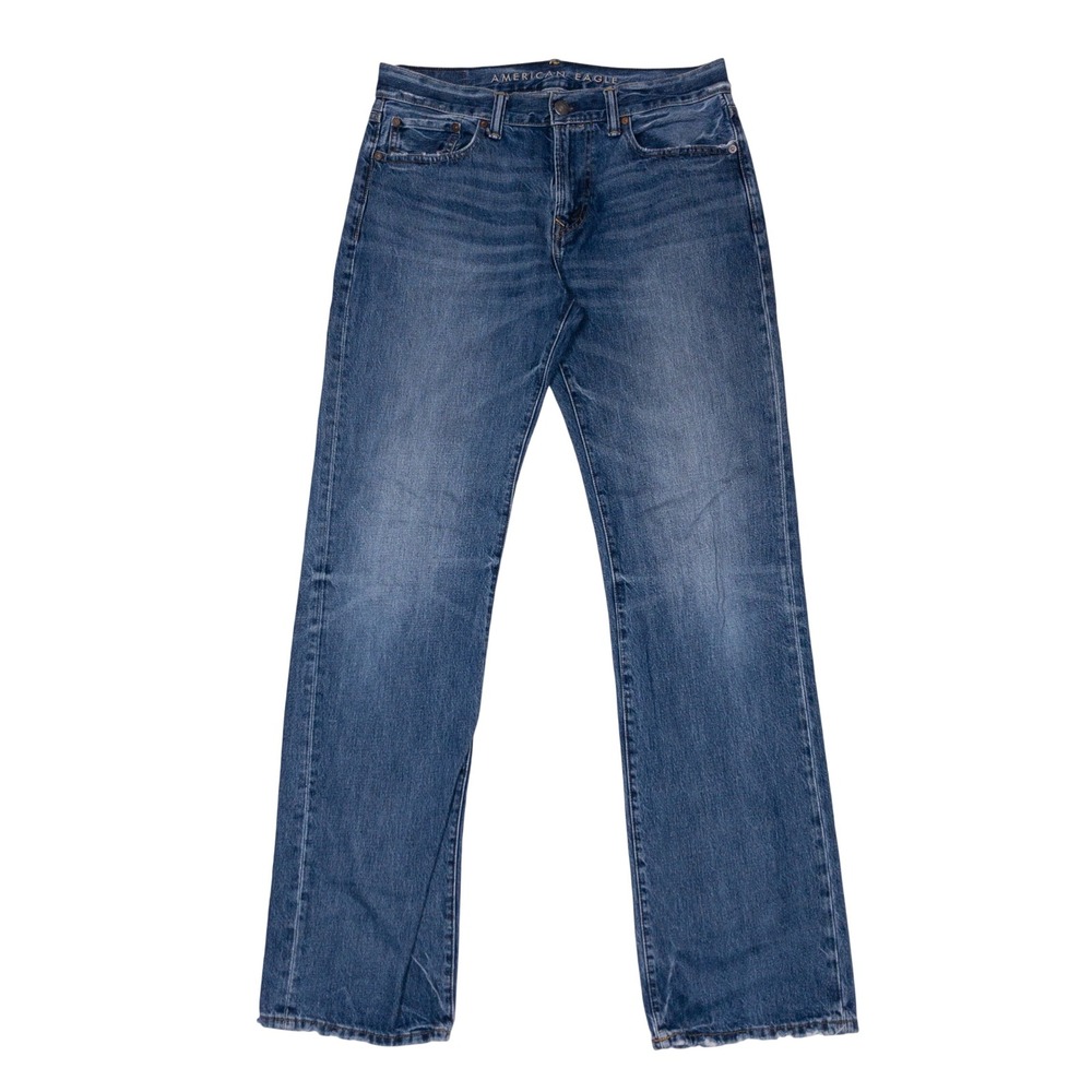 American Eagle Jeans Mens 32x36 Blue Original Bootcut Distressed Faded Denim